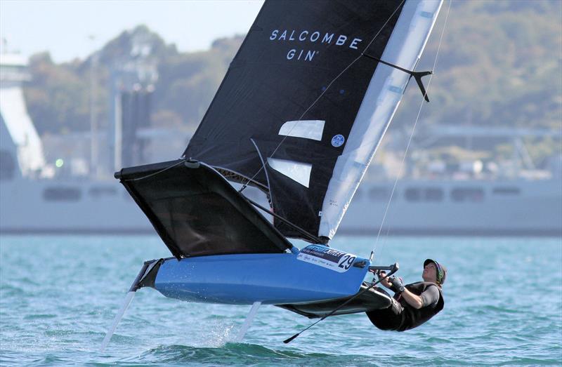 Ladies Champion Josie Gliddon on the final day of the 2019 Wetsuit Outlet UK Moth Nationals at Castle Cove SC photo copyright Mark Jardine / IMCA UK taken at Castle Cove Sailing Club and featuring the International Moth class