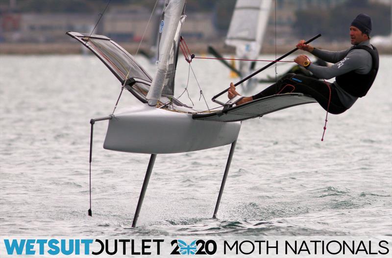 Brad Funk on day 5 of the Wetsuit Outlet UK Moth Nationals photo copyright Mark Jardine / IMCA UK taken at Weymouth & Portland Sailing Academy and featuring the International Moth class