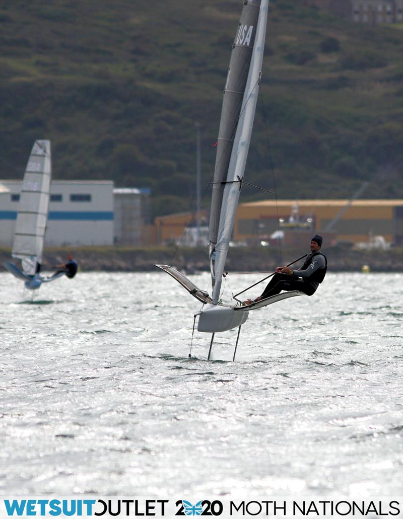 Brad Funk on day 5 of the Wetsuit Outlet UK Moth Nationals photo copyright Mark Jardine / IMCA UK taken at Weymouth & Portland Sailing Academy and featuring the International Moth class