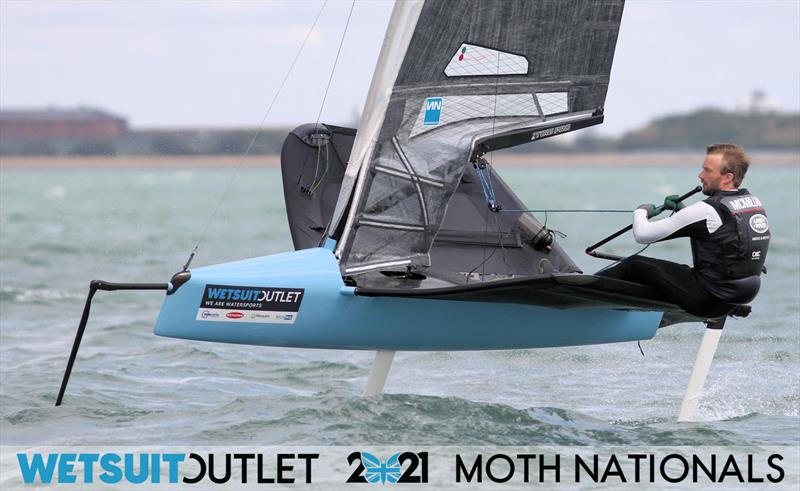 Jim McMillan on day 1 of the Wetsuit Outlet UK Moth Nationals 2021 photo copyright Mark Jardine / IMCA UK taken at Stokes Bay Sailing Club and featuring the International Moth class