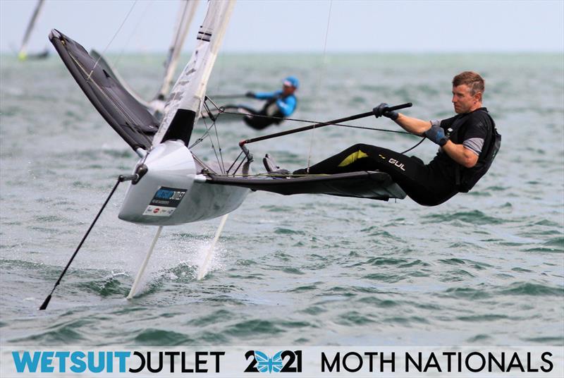 Paul Gliddon on day 1 of the Wetsuit Outlet UK Moth Nationals 2021 photo copyright Mark Jardine / IMCA UK taken at Stokes Bay Sailing Club and featuring the International Moth class