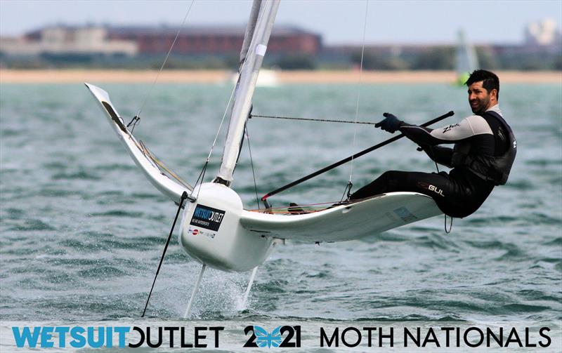 Kyle Stoneham on day 1 of the Wetsuit Outlet UK Moth Nationals 2021 photo copyright Mark Jardine / IMCA UK taken at Stokes Bay Sailing Club and featuring the International Moth class