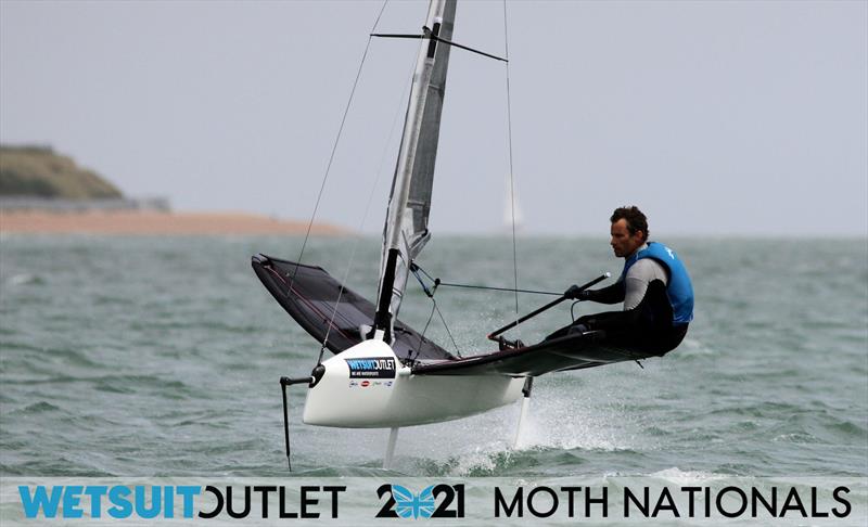 David Hivey on day 2 of the Wetsuit Outlet UK Moth Nationals 2021 photo copyright Mark Jardine / IMCA UK taken at Stokes Bay Sailing Club and featuring the International Moth class