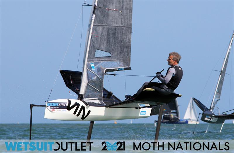 Mike Lennon on day 3 of the Wetsuit Outlet UK Moth Nationals 2021 photo copyright Mark Jardine / IMCA UK taken at Stokes Bay Sailing Club and featuring the International Moth class