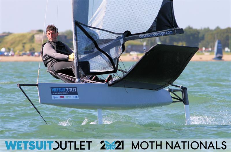 Brad Gibson on day 3 of the Wetsuit Outlet UK Moth Nationals 2021 photo copyright Mark Jardine / IMCA UK taken at Stokes Bay Sailing Club and featuring the International Moth class