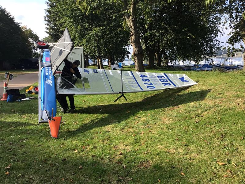 Boat bimbling at a windless Rutland Water on day 1 of the Moth Inlands - photo © IMCAUK