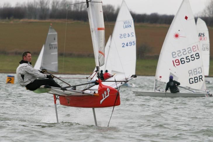 International Moths during the Tiger Trophy at Rutland Water photo copyright John Willams taken at Rutland Sailing Club and featuring the International Moth class