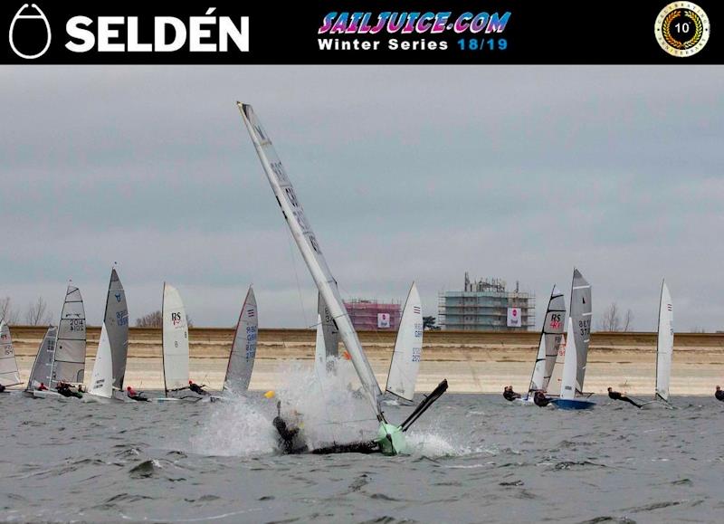 Coming off the foils during the Datchet Flyer - Selden SailJuice Winter Series Round 2 photo copyright Tim Olin / www.olinphoto.co.uk taken at Datchet Water Sailing Club and featuring the International Moth class