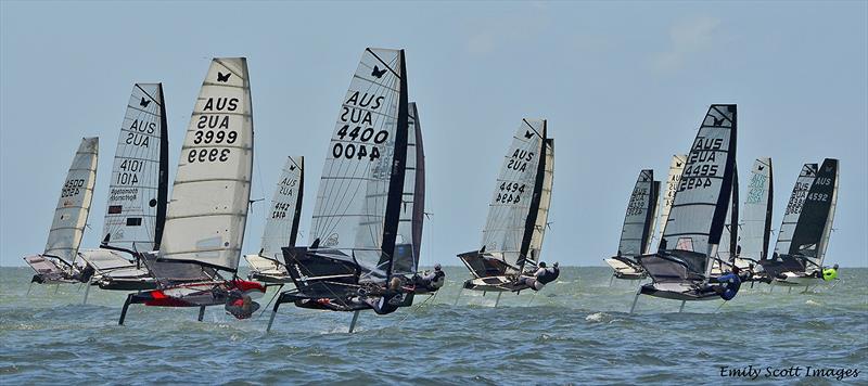 Fleet action at the 2019 International Moth AUS Championship - photo © Emily Scott Images