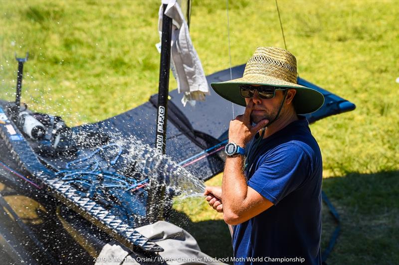 Sailors were hosing their boats down to keep them cool in the heat - 2019 Chandler Macleod Moth Worlds - photo © Martina Orsini