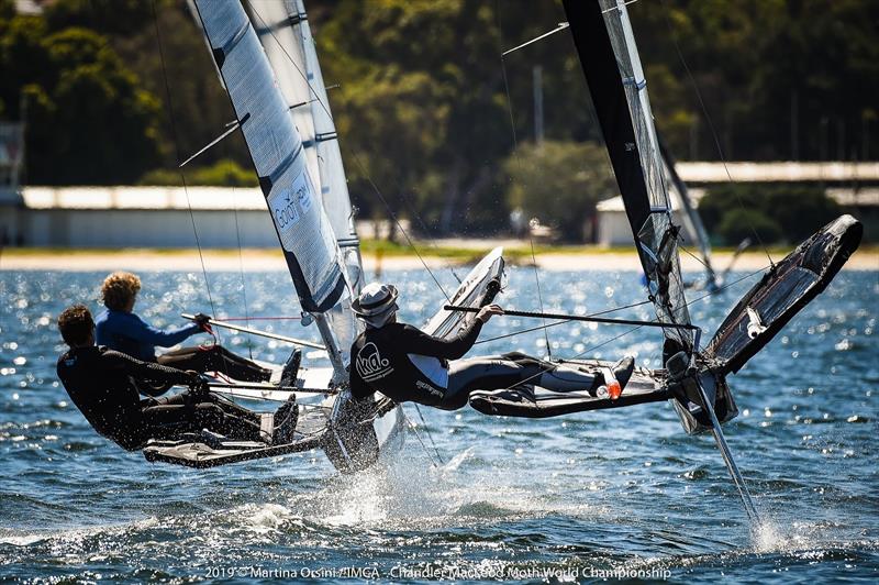 Racing was extremely close on the opening day of the 2019 Chandler Macleod Moth Worlds photo copyright Martina Orsini taken at Mounts Bay Sailing Club, Australia and featuring the International Moth class