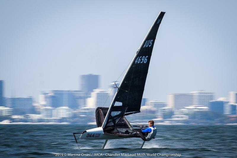 Tom Slingsby sailing on the Swan River in Perth photo copyright Martina Orsini taken at Mounts Bay Sailing Club, Australia and featuring the International Moth class