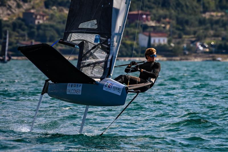 Nicolai Jacobsen (HKG). Redoro Moth Worlds 2021 photo copyright Martina Orsini taken at Fraglia Vela Malcesine and featuring the International Moth class