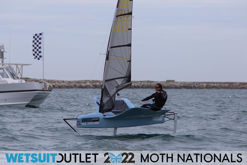 Emily Nagel on Day 1 of the 2022 Wetsuit Outlet UK Moth Class Nationals at the WPNSA photo copyright Mark Jardine / IMCA UK taken at Weymouth & Portland Sailing Academy and featuring the International Moth class