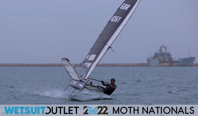 Donald Smith on Day 1 of the 2022 Wetsuit Outlet UK Moth Class Nationals at the WPNSA photo copyright Mark Jardine / IMCA UK taken at Weymouth & Portland Sailing Academy and featuring the International Moth class