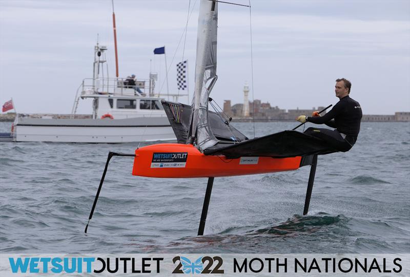 Ed Redfearn on Day 1 of the 2022 Wetsuit Outlet UK Moth Class Nationals at the WPNSA photo copyright Mark Jardine / IMCA UK taken at Weymouth & Portland Sailing Academy and featuring the International Moth class