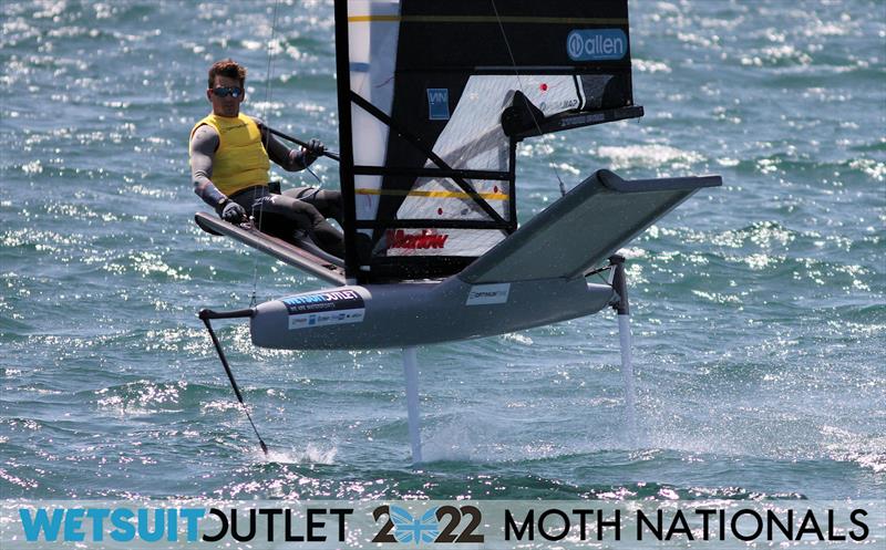 Dylan Fletcher on Day 2 of the 2022 Wetsuit Outlet UK Moth Class Nationals at the WPNSA photo copyright Mark Jardine / IMCA UK taken at Weymouth & Portland Sailing Academy and featuring the International Moth class