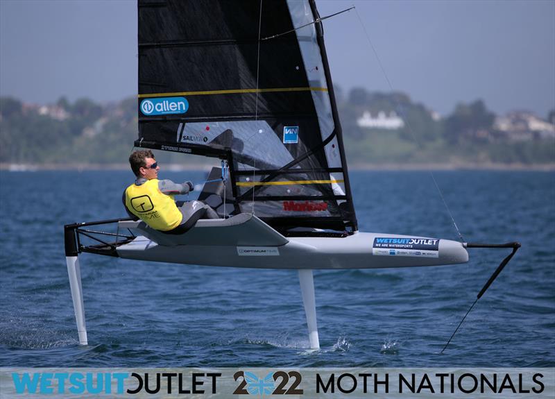 Dylan Fletcher on Day 2 of the 2022 Wetsuit Outlet UK Moth Class Nationals at the WPNSA photo copyright Mark Jardine / IMCA UK taken at Weymouth & Portland Sailing Academy and featuring the International Moth class