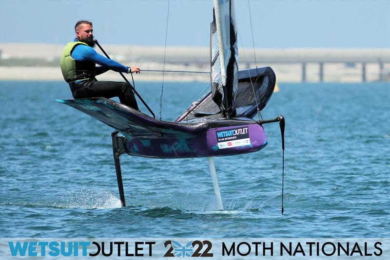 James Sainsbury on Day 2 of the 2022 Wetsuit Outlet UK Moth Class Nationals at the WPNSA photo copyright Mark Jardine / IMCA UK taken at Weymouth & Portland Sailing Academy and featuring the International Moth class