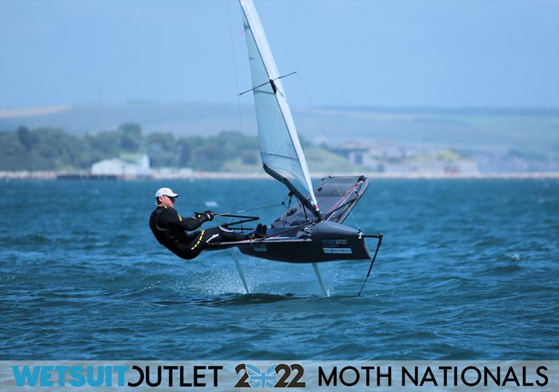 Adrian Coatsworth on Day 3 of the 2022 Wetsuit Outlet UK Moth Class Nationals at the WPNSA photo copyright Mark Jardine / IMCA UK taken at Weymouth & Portland Sailing Academy and featuring the International Moth class