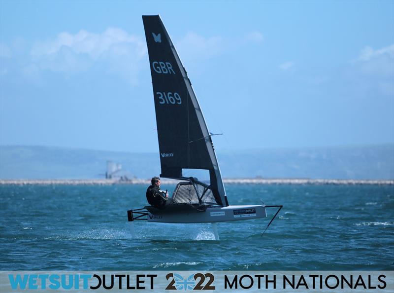 Brad Gibson on Day 3 of the 2022 Wetsuit Outlet UK Moth Class Nationals at the WPNSA photo copyright Mark Jardine / IMCA UK taken at Weymouth & Portland Sailing Academy and featuring the International Moth class