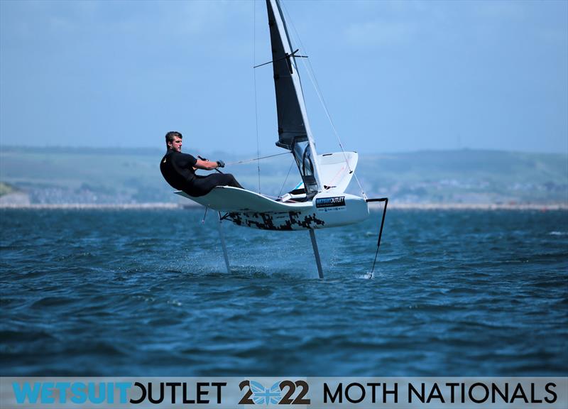 Rhos Hawes on Day 3 of the 2022 Wetsuit Outlet UK Moth Class Nationals at the WPNSA photo copyright Mark Jardine / IMCA UK taken at Weymouth & Portland Sailing Academy and featuring the International Moth class
