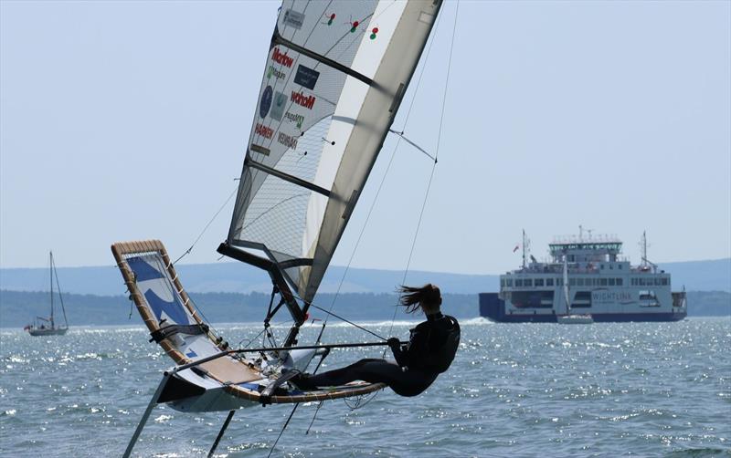 Hattie Rogers sailing the Southampton University Team foiling Moth 'Moonshots' photo copyright Stephen Boyd taken at  and featuring the International Moth class