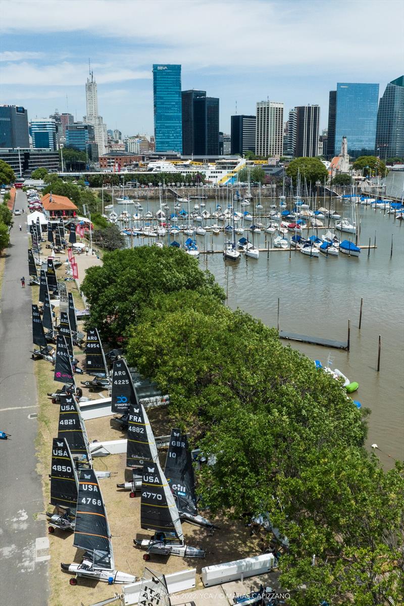 The fleet ashore ahead of racing during the Moth Worlds at Buenos Aires, Argentina photo copyright Moth Worlds ARG 2022 / Matias Capizzano taken at Yacht Club Argentino and featuring the International Moth class