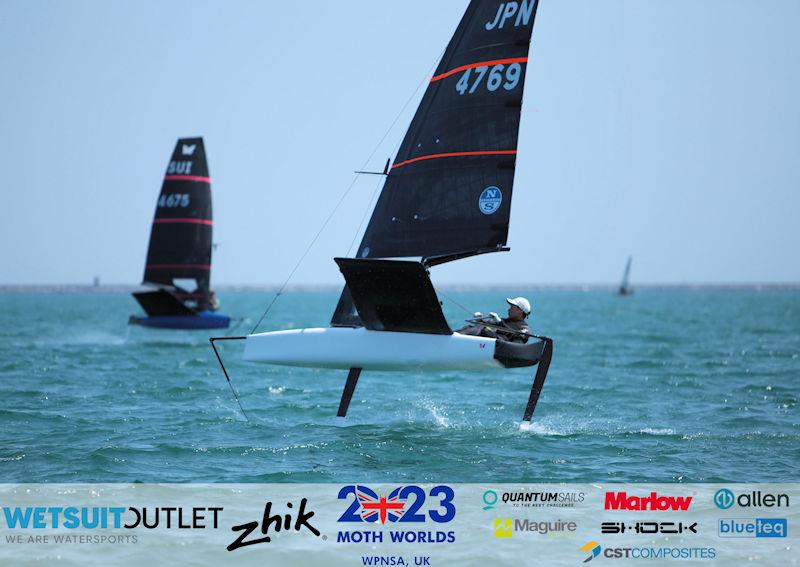 Yukinori Keita, JPN 4769, on Day 1 of the Wetsuit Outlet and Zhik International Moth UK Open Championship 2023 photo copyright Mark Jardine / IMCA UK taken at Weymouth & Portland Sailing Academy and featuring the International Moth class