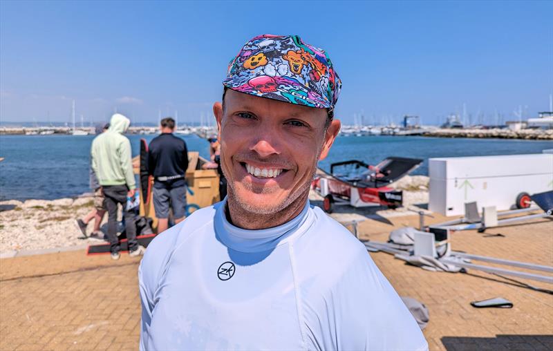 Tom Burton's hat photo copyright Mark Jardine / IMCA UK taken at Weymouth & Portland Sailing Academy and featuring the International Moth class