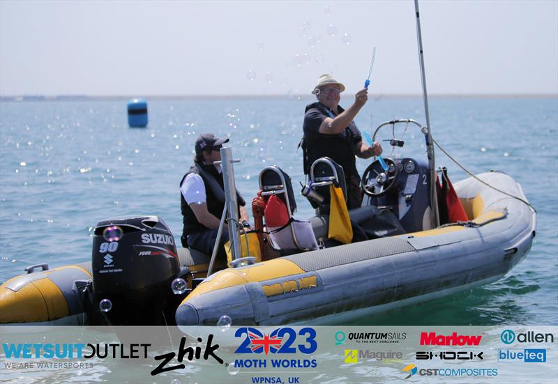 Peter Aitken blowing bubbles - Wetsuit Outlet and Zhik International Moth World Championship 2023 Day 1 - photo © Mark Jardine / IMCAUK