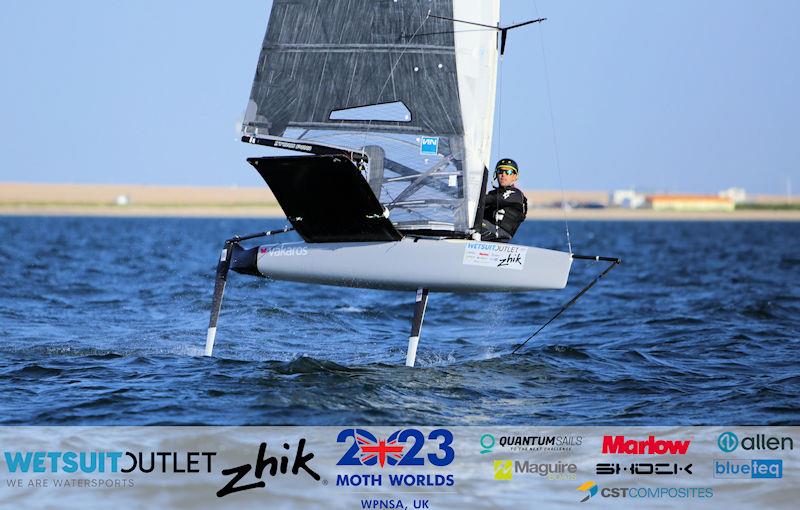 Brooks Reed, USA 4770, on day 3 of the Wetsuit Outlet and Zhik International Moth World Championship 2023 photo copyright Mark Jardine / IMCAUK taken at Weymouth & Portland Sailing Academy and featuring the International Moth class