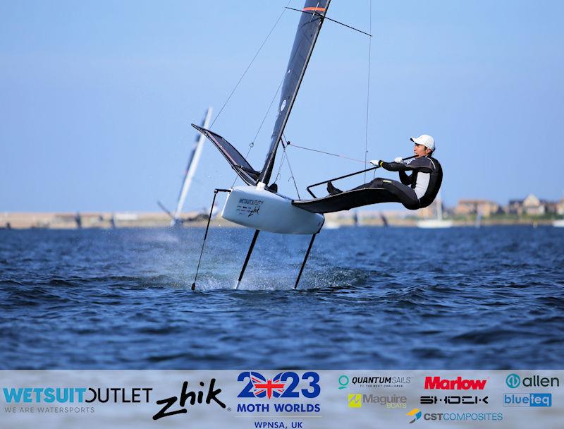 Keita Yukinori, JPN 4769, on day 3 of the Wetsuit Outlet and Zhik International Moth World Championship 2023 photo copyright Mark Jardine / IMCAUK taken at Weymouth & Portland Sailing Academy and featuring the International Moth class
