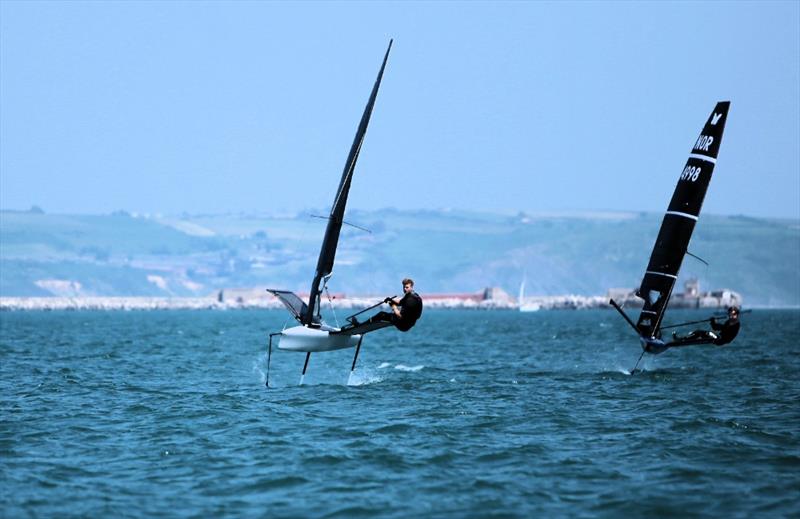 Henry Haslett (NZL) - Wetsuit Outlet and Zhik International Moth World Championship 2023 photo copyright Mark Jardine / IMCAUK taken at Weymouth & Portland Sailing Academy and featuring the International Moth class