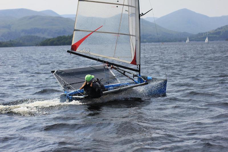 Katie Hughes at speed photo copyright Simon Beckett taken at Burton Sailing Club and featuring the International Moth class