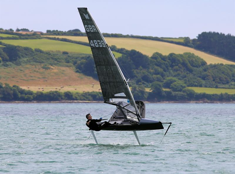 Christian Hamilton on Day 1 of the Wetsuit Outlet International Moth UK Nationals photo copyright Mark Jardine / IMCAUK taken at Restronguet Sailing Club and featuring the International Moth class