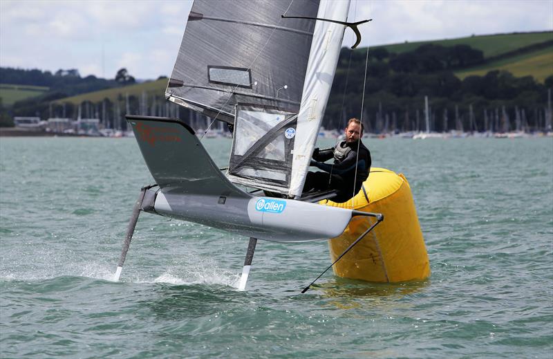 James Phare on Day 1 of the Wetsuit Outlet International Moth UK Nationals photo copyright Mark Jardine / IMCAUK taken at Restronguet Sailing Club and featuring the International Moth class