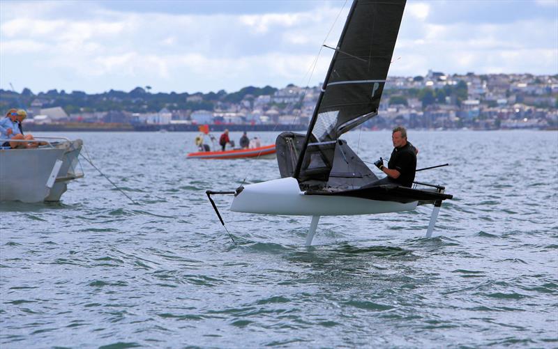 Phili Rees on Day 1 of the Wetsuit Outlet International Moth UK Nationals photo copyright Mark Jardine / IMCAUK taken at Restronguet Sailing Club and featuring the International Moth class