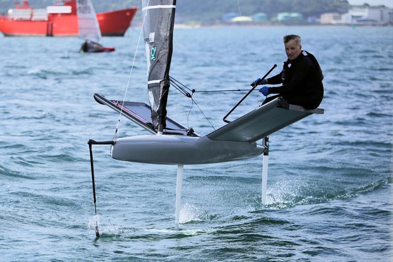 Steve Mclean on Day 2 of the Wetsuit Outlet International Moth UK Nationals photo copyright Mark Jardine / IMCAUK taken at Restronguet Sailing Club and featuring the International Moth class