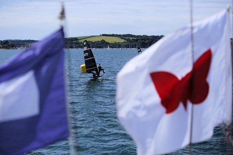 The wind drops just before the start on Day 3 of the Wetsuit Outlet International Moth UK Nationals photo copyright Mark Jardine / IMCAUK taken at Restronguet Sailing Club and featuring the International Moth class