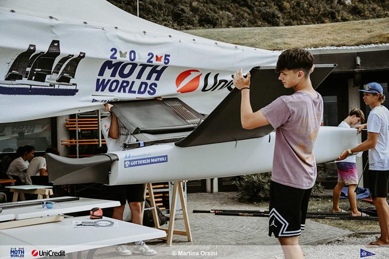 Measurement ahead of the 2025 International Moth Worlds at Fraglia Vela Malcesine photo copyright Martina Orsini taken at Fraglia Vela Malcesine and featuring the International Moth class