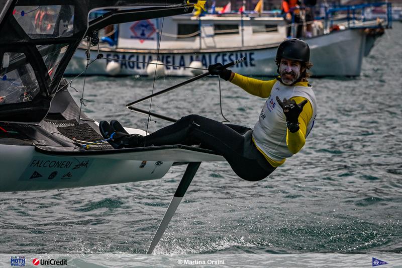 Brad Funk on 2025 International Moth Worlds at Fraglia Vela Malcesine Day 1 - photo © Martina Orsini