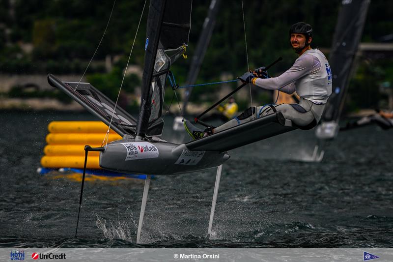 Giles Scott on 2025 International Moth Worlds at Fraglia Vela Malcesine Day 1 - photo © Martina Orsini