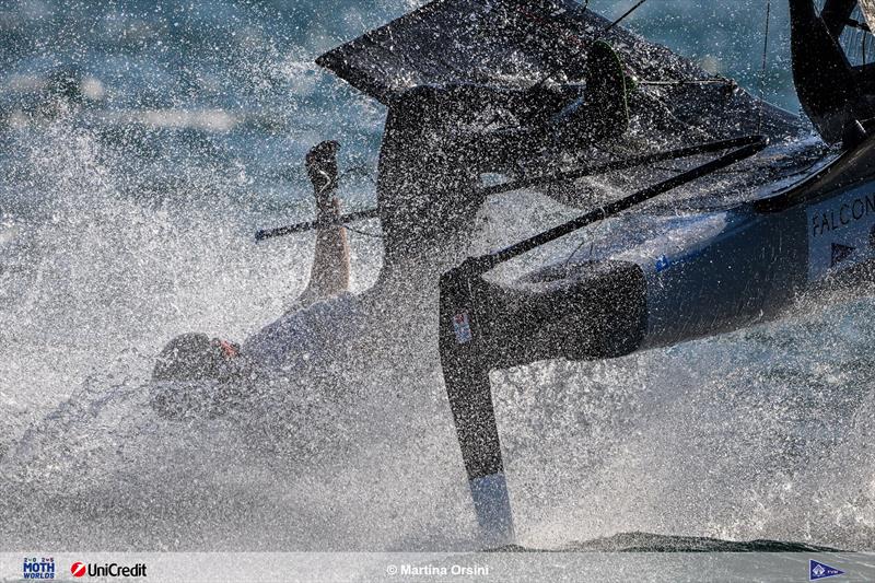 International Moth Worlds at Fraglia Vela Malcesine Day 4 photo copyright Martina Orsini taken at Fraglia Vela Malcesine and featuring the International Moth class