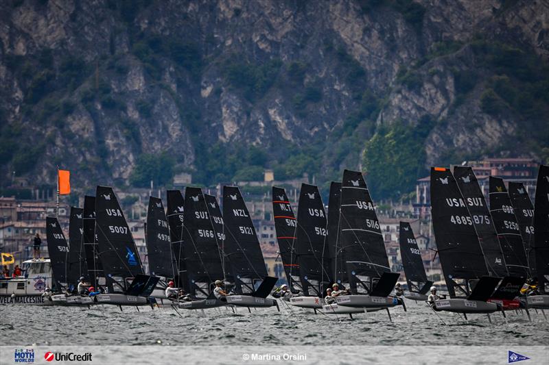 International Moth Worlds at Fraglia Vela Malcesine Day 4 photo copyright Martina Orsini taken at Fraglia Vela Malcesine and featuring the International Moth class