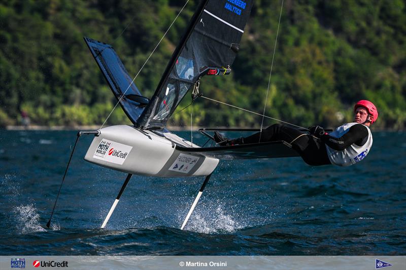 International Moth Worlds at Fraglia Vela Malcesine Day 4 photo copyright Martina Orsini taken at Fraglia Vela Malcesine and featuring the International Moth class