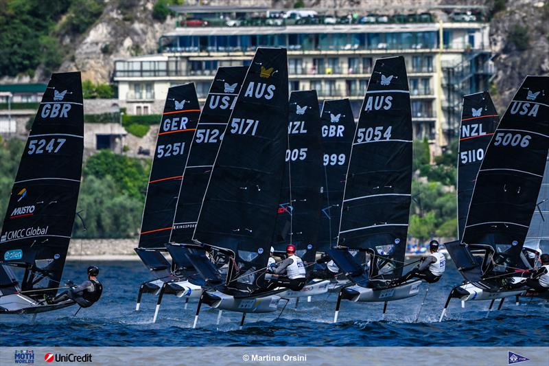 International Moth Worlds at Fraglia Vela Malcesine Day 4 photo copyright Martina Orsini taken at Fraglia Vela Malcesine and featuring the International Moth class