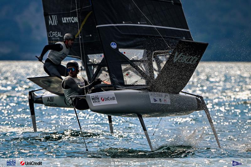 International Moth Worlds at Fraglia Vela Malcesine Day 4 photo copyright Martina Orsini taken at Fraglia Vela Malcesine and featuring the International Moth class