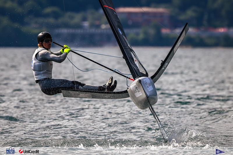 International Moth Worlds at Fraglia Vela Malcesine Day 4 photo copyright Martina Orsini taken at Fraglia Vela Malcesine and featuring the International Moth class