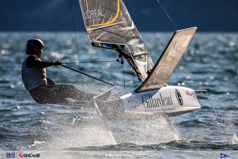 International Moth Worlds at Fraglia Vela Malcesine Day 4 photo copyright Martina Orsini taken at Fraglia Vela Malcesine and featuring the International Moth class